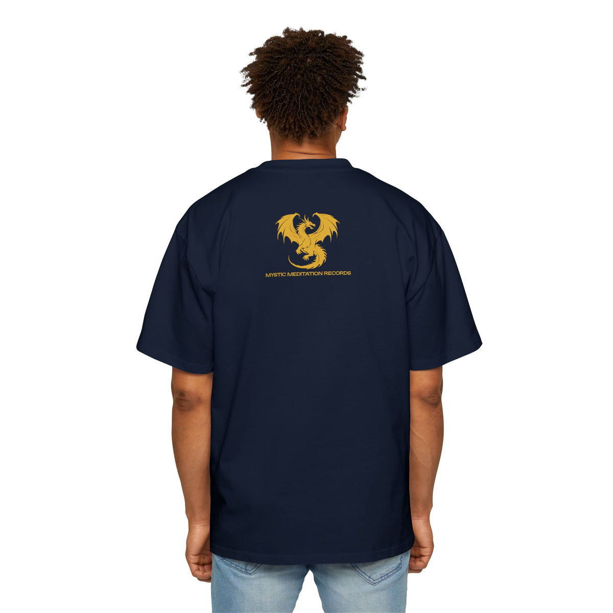 Heavyweight Oversized Cotton Tee - MMR Gold Dragon Chest & Back Graphic