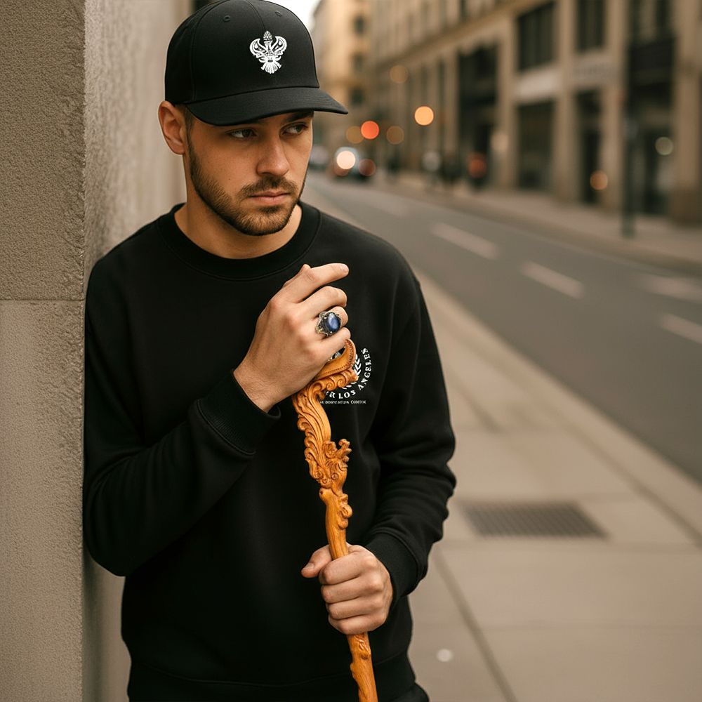 95cm Yellow Flower Phoenix Cane – Handcrafted Wooden Decorative Walking Stick