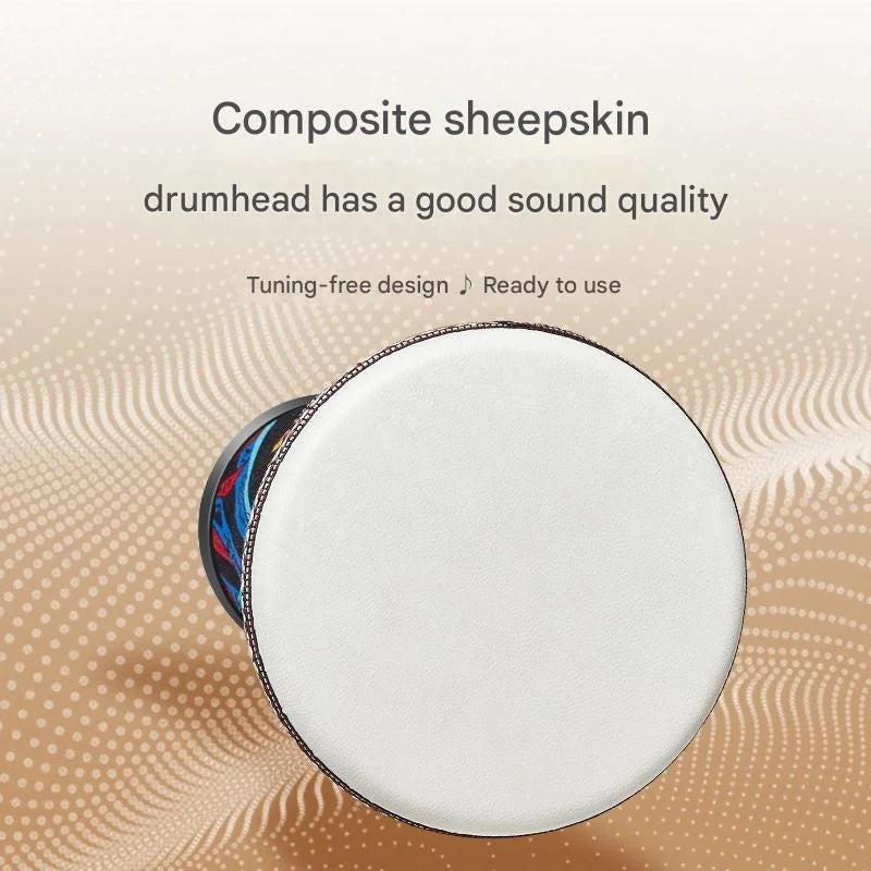 8-Inch African Djembe Hand Drum – Goatskin Surface with Shoulder Strap