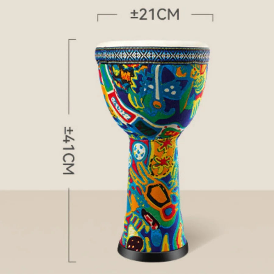 8-Inch African Djembe Hand Drum – Goatskin Surface with Shoulder Strap