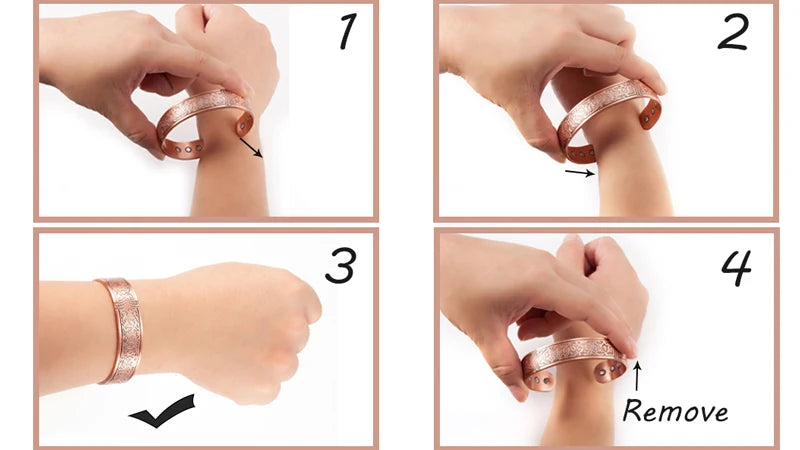 Pure Copper Magnetic Therapy Bracelet – 9mm Flower Design