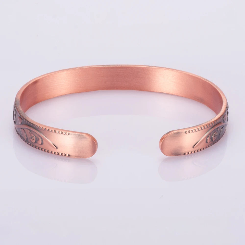 Pure Copper Magnetic Therapy Bracelet – 9mm Flower Design