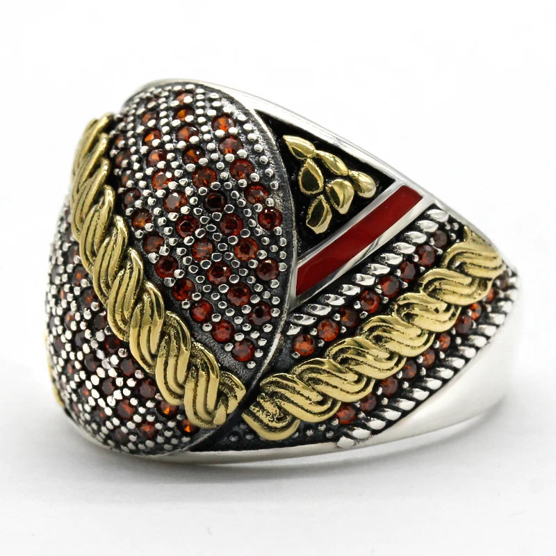 Limited Black Cubic Zirconia Men's Ring - 925 Sterling Silver Pave Setting Vintage Male Jewelry, Turkish Luxury Gift