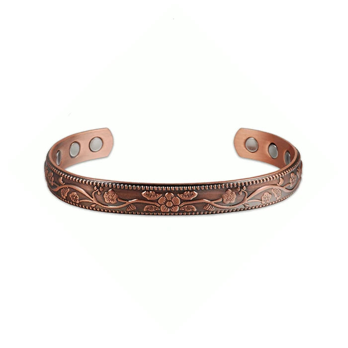 Pure Copper Magnetic Therapy Bracelet – 9mm Flower Design