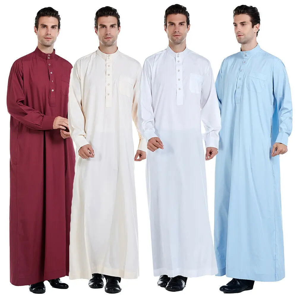 Men's Long Sleeve Robe Dubai Daffah Thobe Jubba