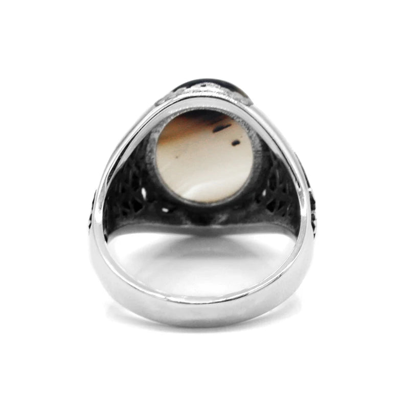 Turkish Agate Ring – 925 Sterling Silver with Ottoman Sword Design