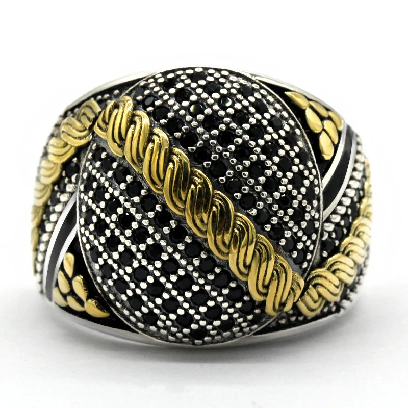 Limited Black Cubic Zirconia Men's Ring - 925 Sterling Silver Pave Setting Vintage Male Jewelry, Turkish Luxury Gift