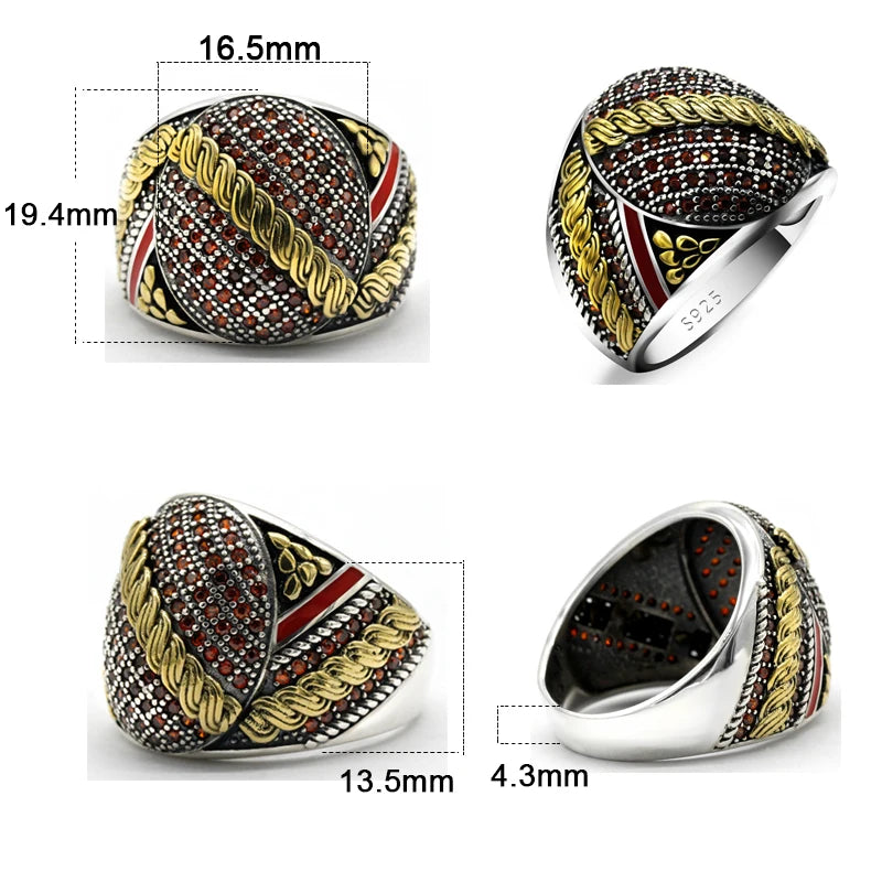 Limited Black Cubic Zirconia Men's Ring - 925 Sterling Silver Pave Setting Vintage Male Jewelry, Turkish Luxury Gift