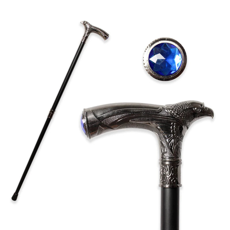 Eagle Head Spiritual Cane – 93cm Detachable Sunnah Stick with Multi-Color Gemstone Grip