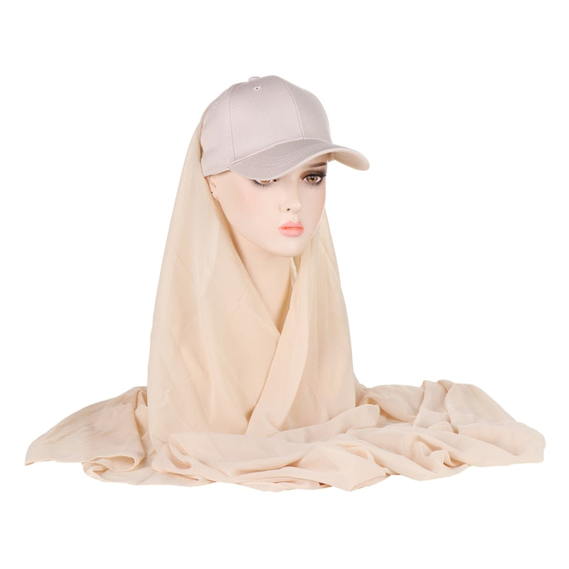 Baseball Cap Chiffon Hijab