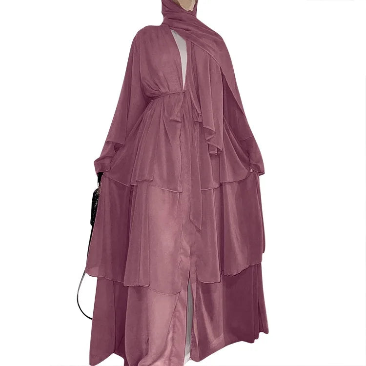 The Classic Feathered Chiffon Abaya For Women