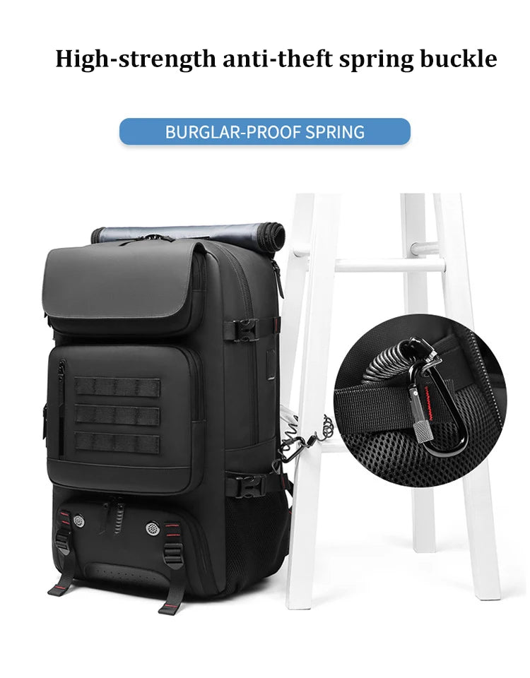Waterproof Travel Backpack – 50L with USB Charging & Separate Shoe Bag