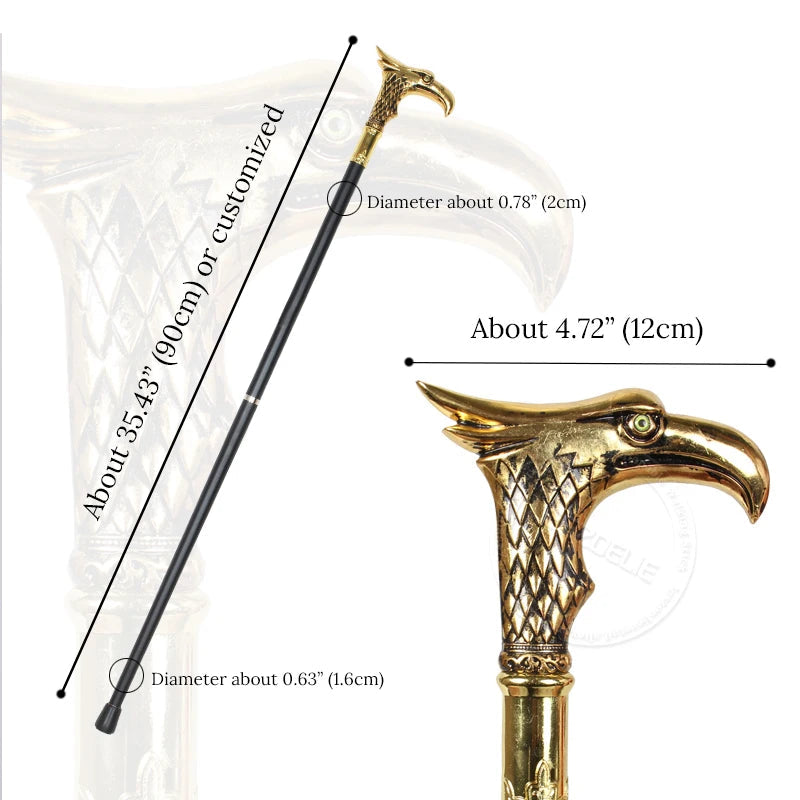 Eagle Head Sunnah Cane – 90cm Detachable Walking Stick with Zinc Alloy Handle & Iron Shaft