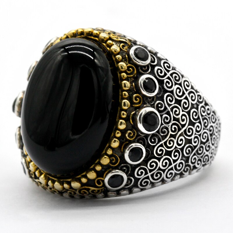 Natural Aqeeq Ring for Men Thai Silver