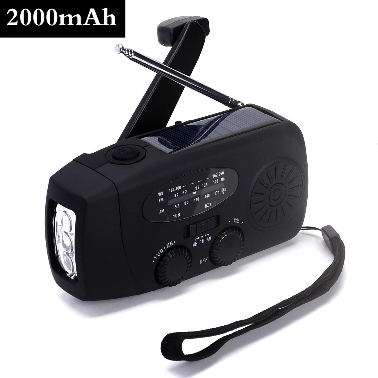 Emergency Weather Radio – 20000mAh Solar Power Bank with AM/FM/NOAA, SOS Alarm & Flashlight