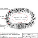 Silver Cuban Link Bracelet with Hand-etched Clasp