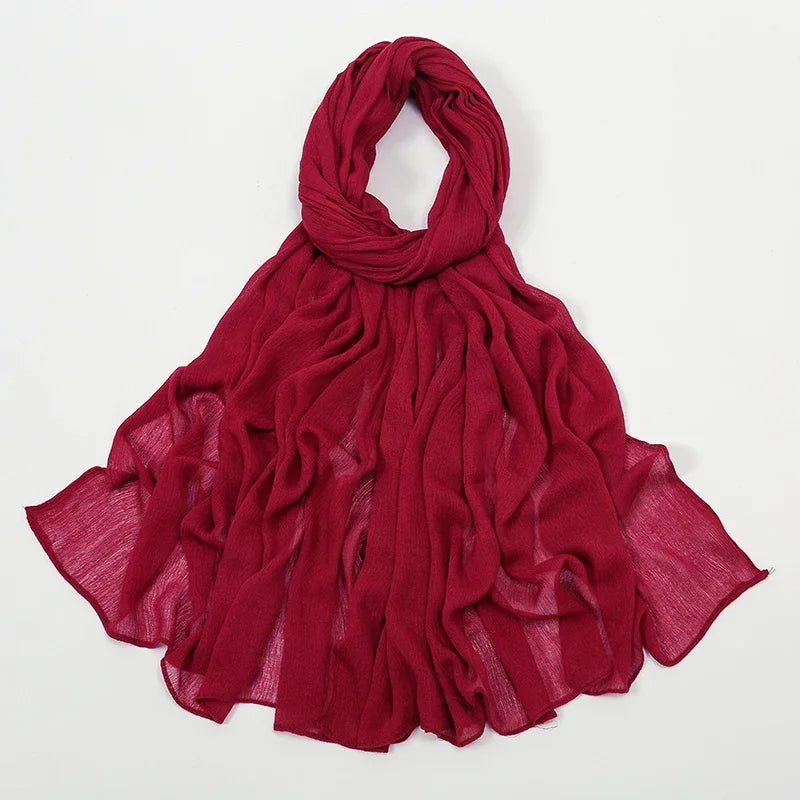 Breathable Crinkle Hijab – Large Rayon Scarf for Modest Muslim Fashion for Women