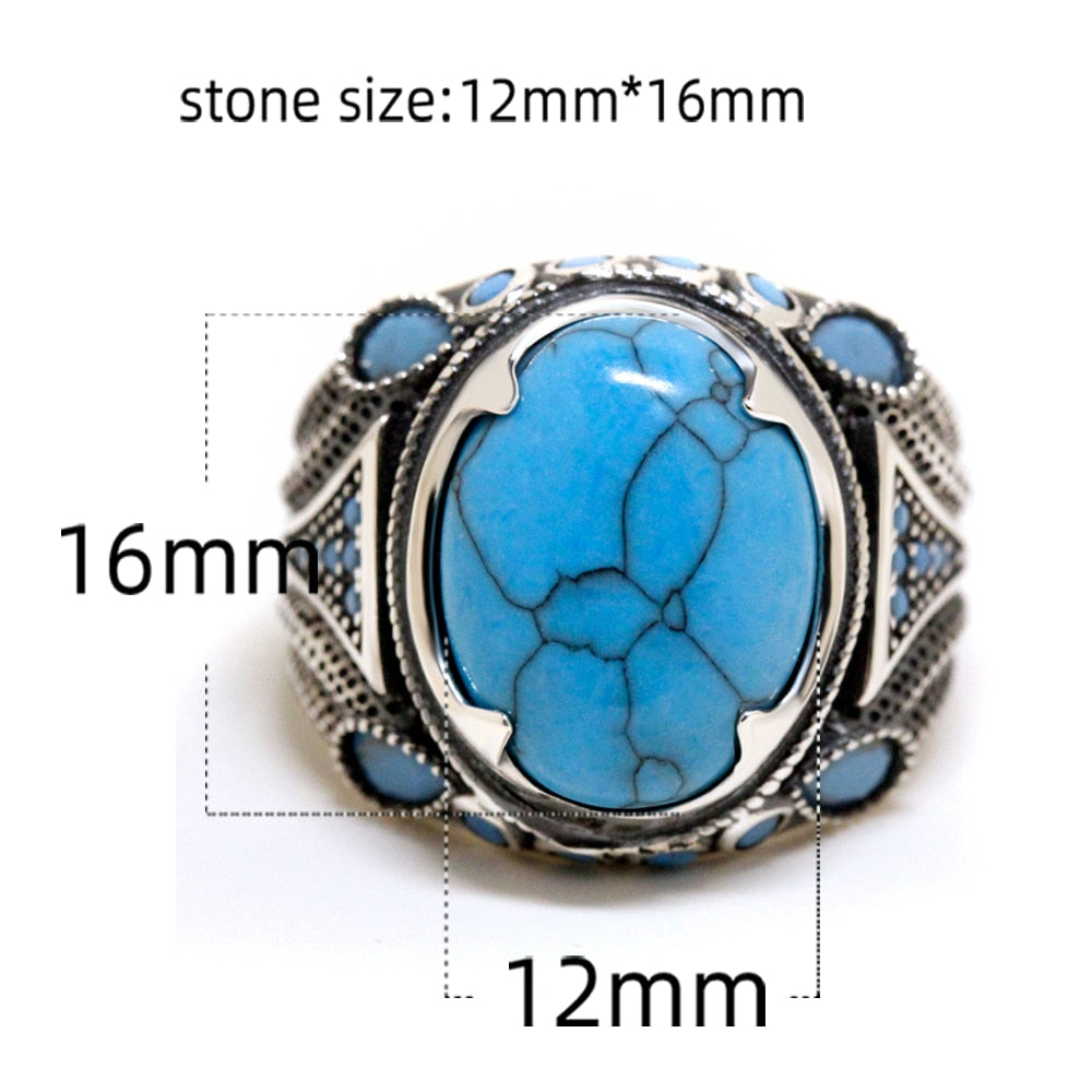 Turkish Silver Aquamarine Sunnah Ring for Men