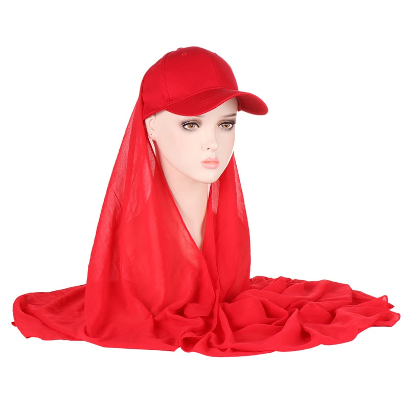 Baseball Cap Chiffon Hijab