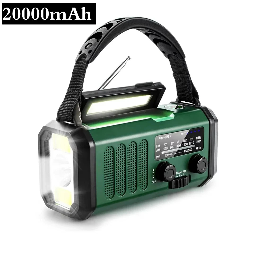 Emergency Weather Radio – 20000mAh Solar Power Bank with AM/FM/NOAA, SOS Alarm & Flashlight