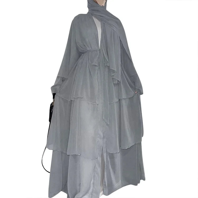 The Classic Feathered Chiffon Abaya For Women