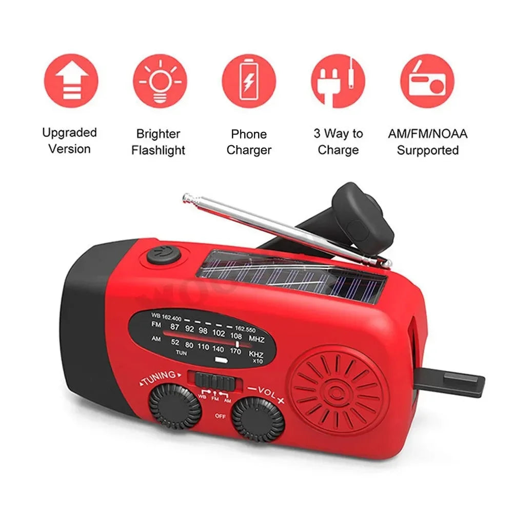 Emergency Weather Radio – 20000mAh Solar Power Bank with AM/FM/NOAA, SOS Alarm & Flashlight