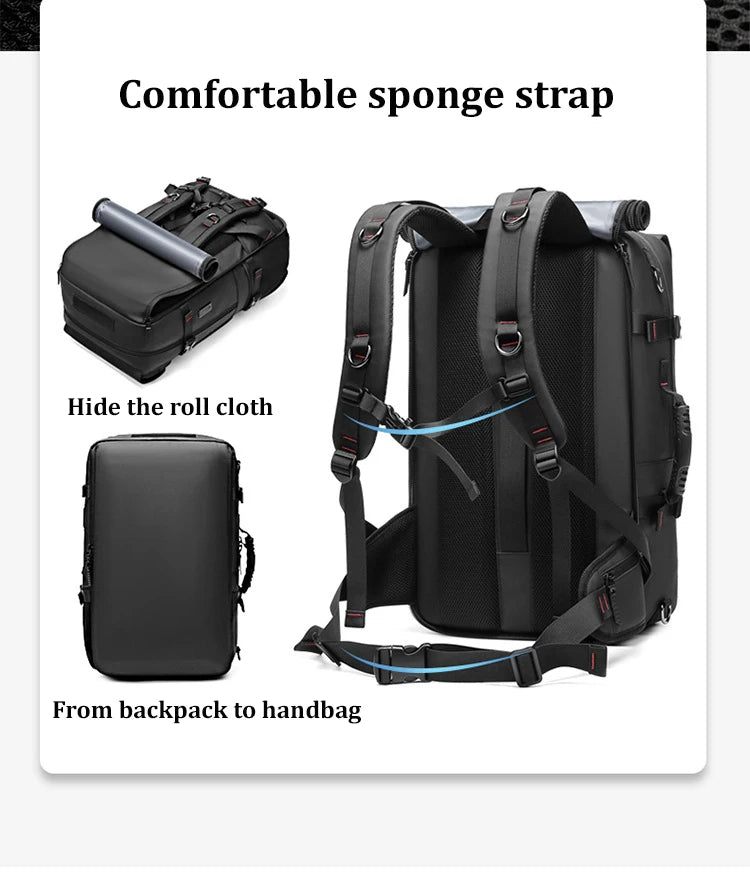 Waterproof Travel Backpack – 50L with USB Charging & Separate Shoe Bag