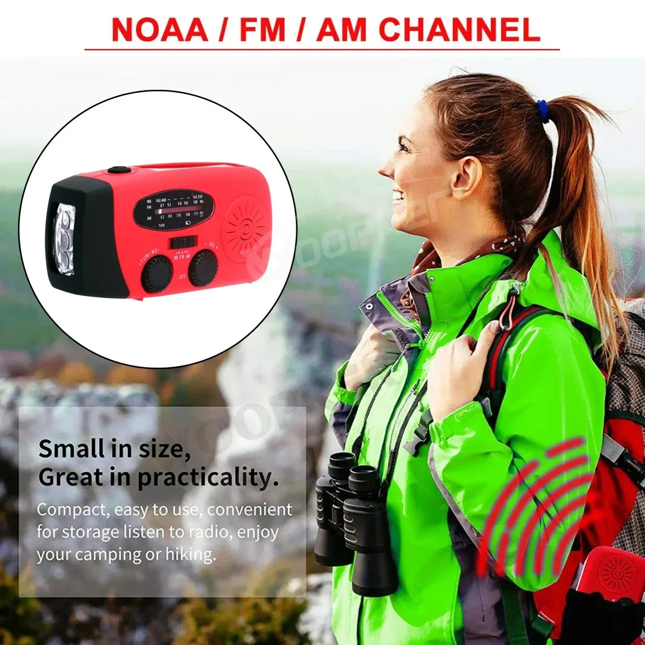 Emergency Weather Radio – 20000mAh Solar Power Bank with AM/FM/NOAA, SOS Alarm & Flashlight