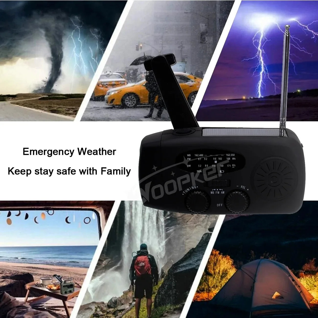 Emergency Weather Radio – 20000mAh Solar Power Bank with AM/FM/NOAA, SOS Alarm & Flashlight