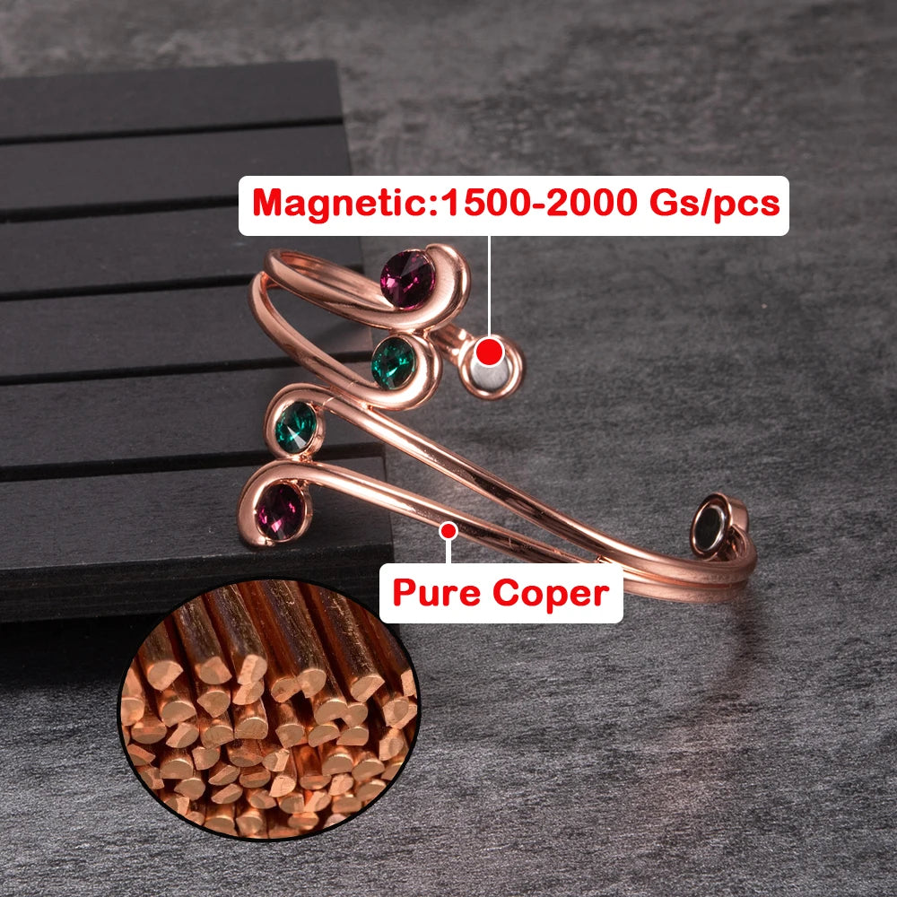 Limited Pure Copper Magnetic Therapy Bracelet – Zirconia & Powerful Healing Magnets for Women