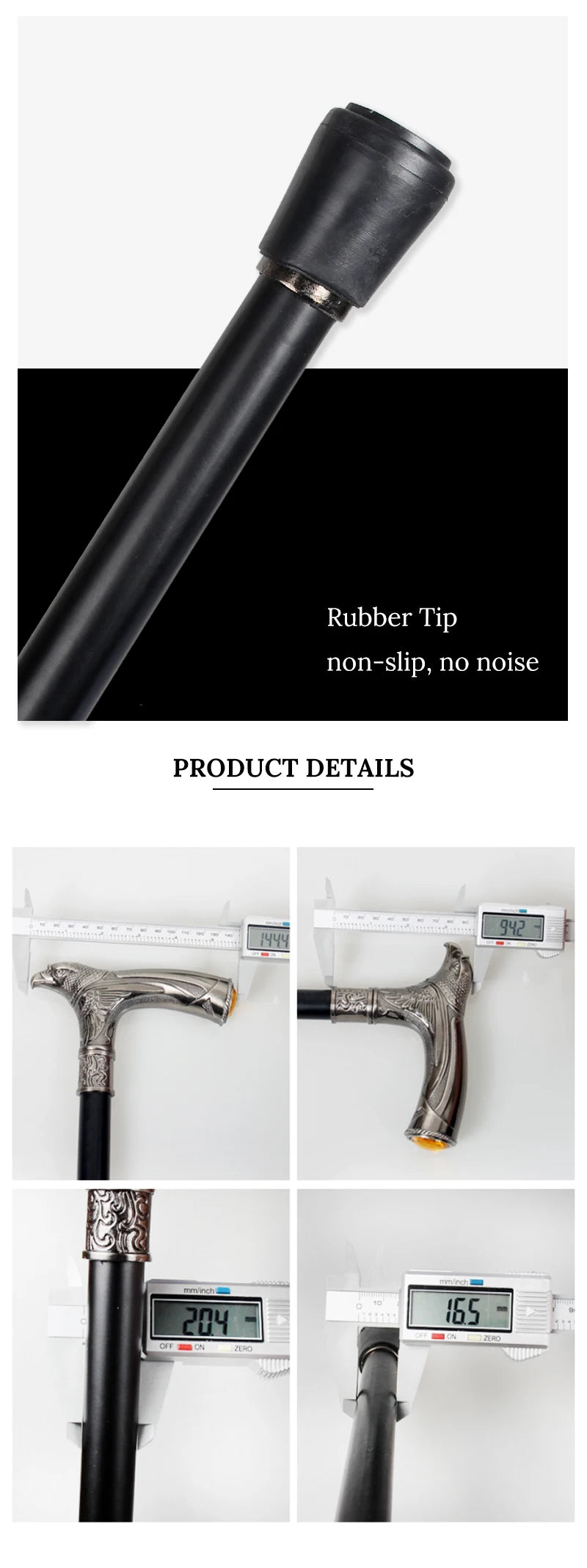 Eagle Head Spiritual Cane – 93cm Detachable Sunnah Stick with Multi-Color Gemstone Grip