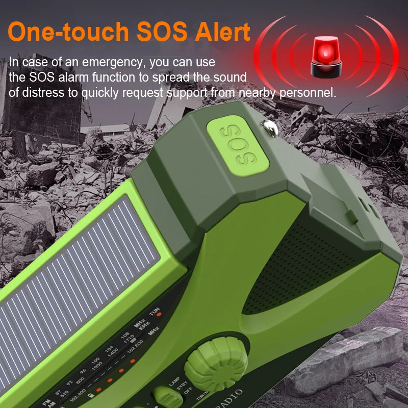 Emergency Weather Radio – 20000mAh Solar Power Bank with AM/FM/NOAA, SOS Alarm & Flashlight