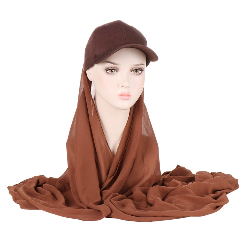 Baseball Cap Chiffon Hijab