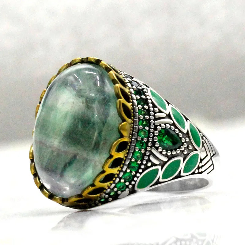 Elegant Handmade 925 Sterling Silver Fluorite Ring