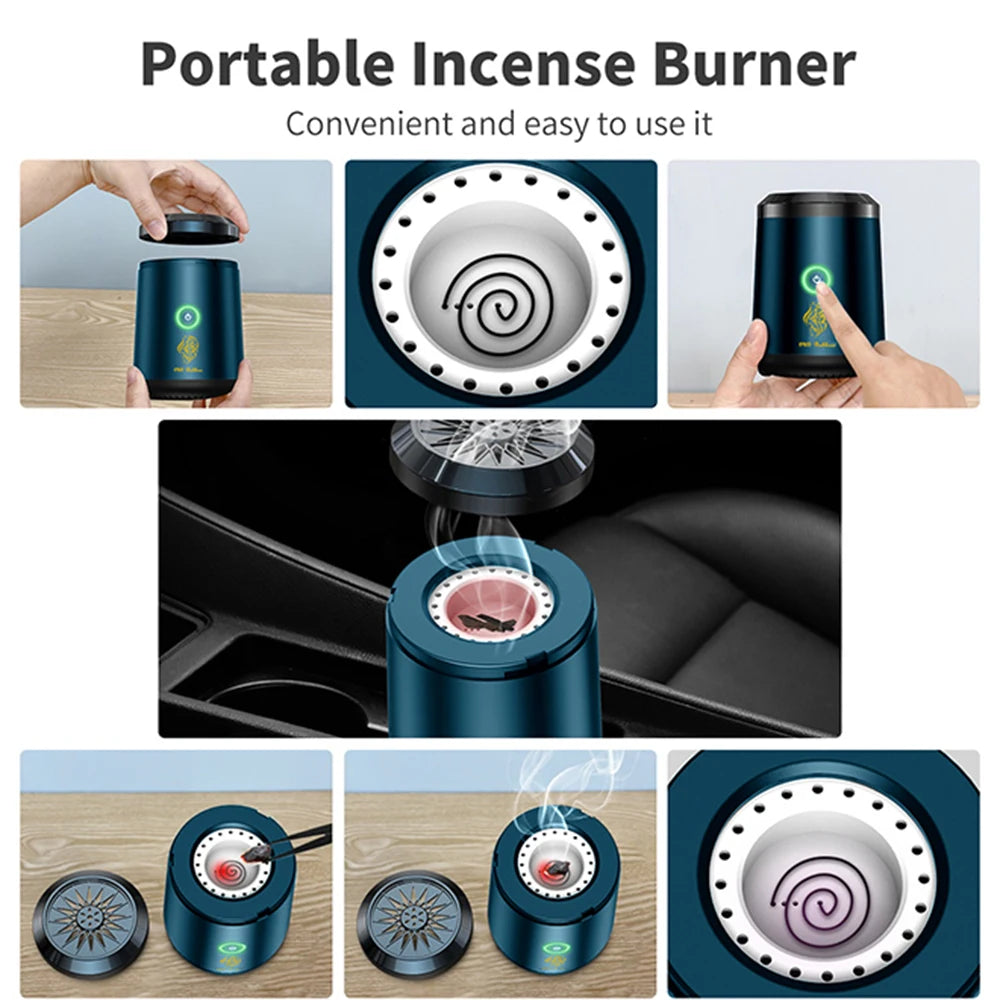 OUD Bakhoor Electric Incense Burner – USB-Powered Ceramic Aroma Diffuser Portable Electronic Censer for Spiritual Fragrance