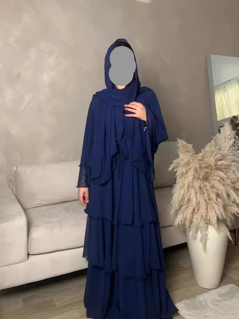 The Classic Feathered Chiffon Abaya For Women