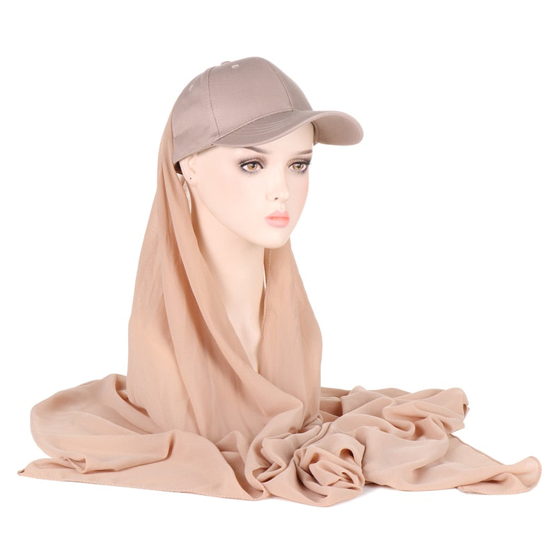 Baseball Cap Chiffon Hijab