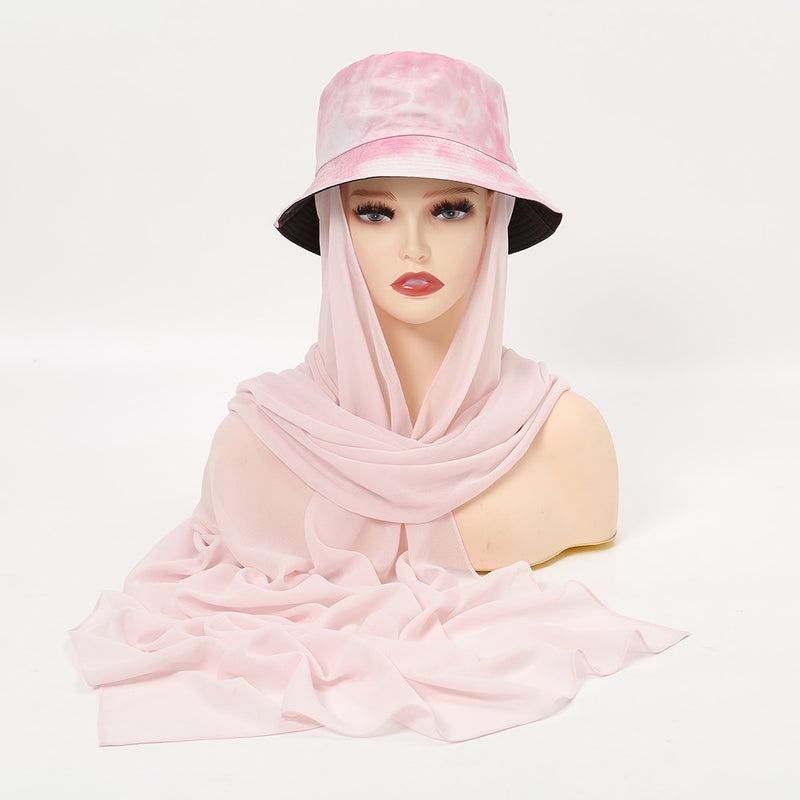 Bucket Hat w/ Chiffon Hijab
