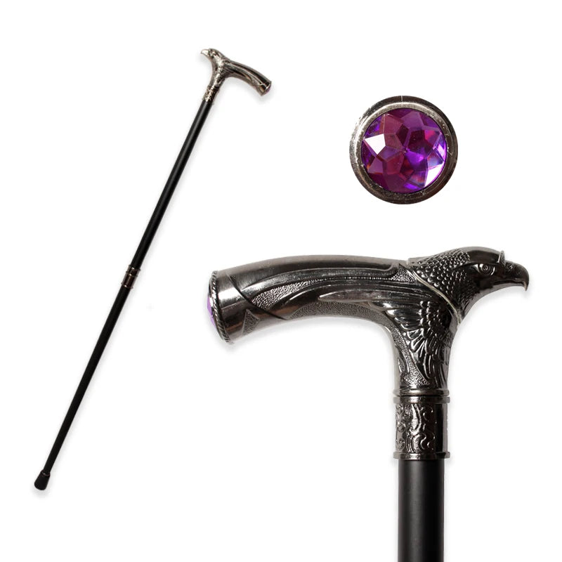 Eagle Head Spiritual Cane – 93cm Detachable Sunnah Stick with Multi-Color Gemstone Grip