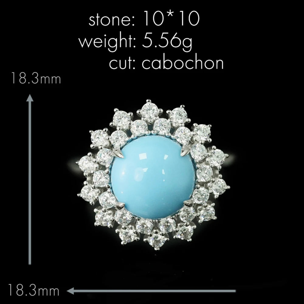 Turquoise stone with diamond-like crystals on a black background