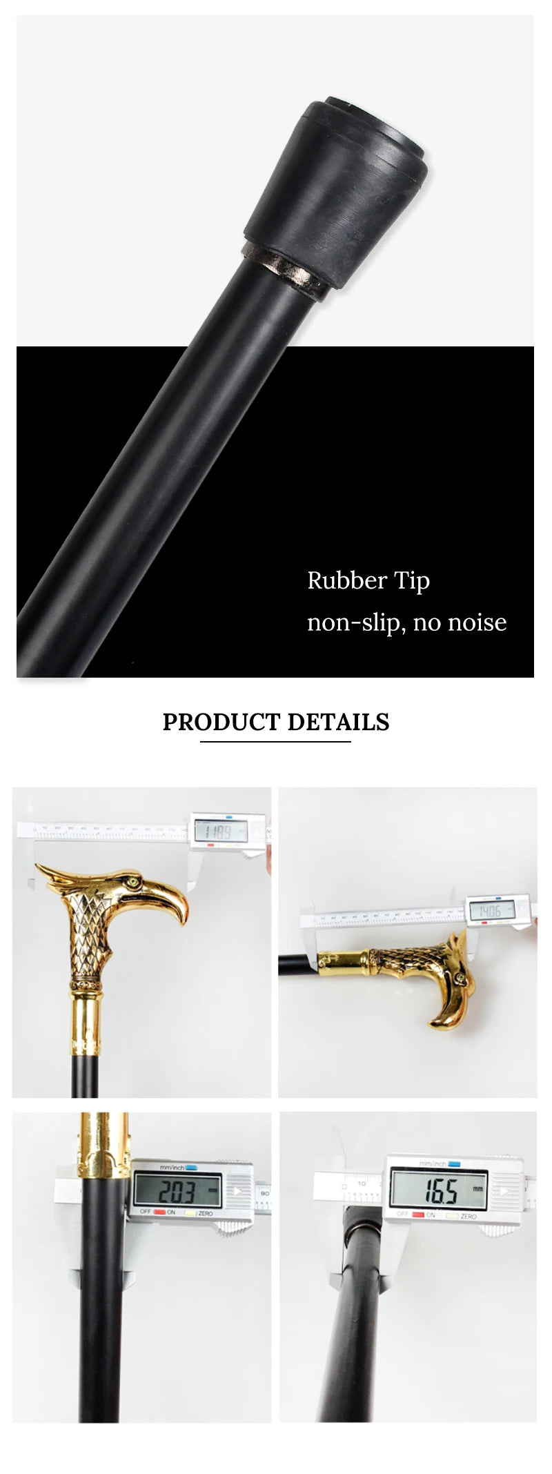 Eagle Head Sunnah Cane – 90cm Detachable Walking Stick with Zinc Alloy Handle & Iron Shaft