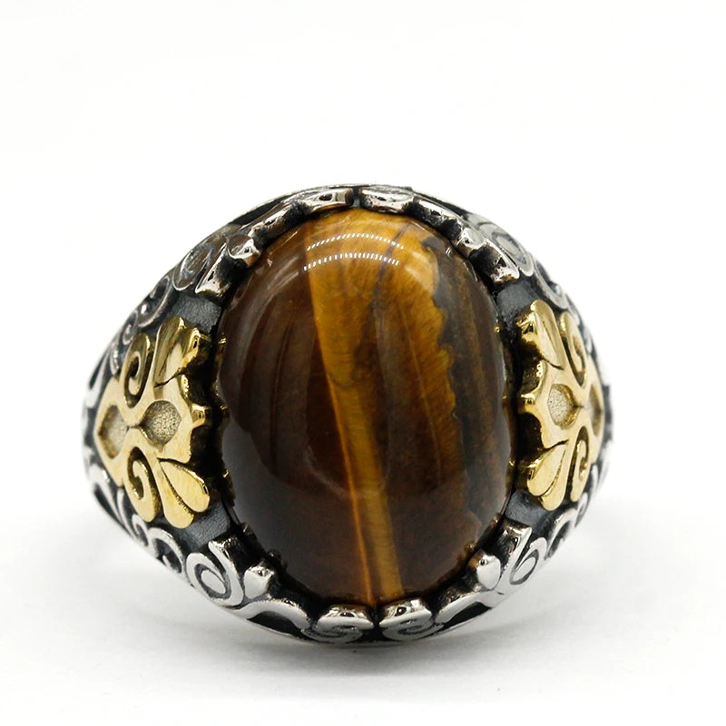 Handmade 925 Sterling Silver Ring with Natural Tiger Eye Stone