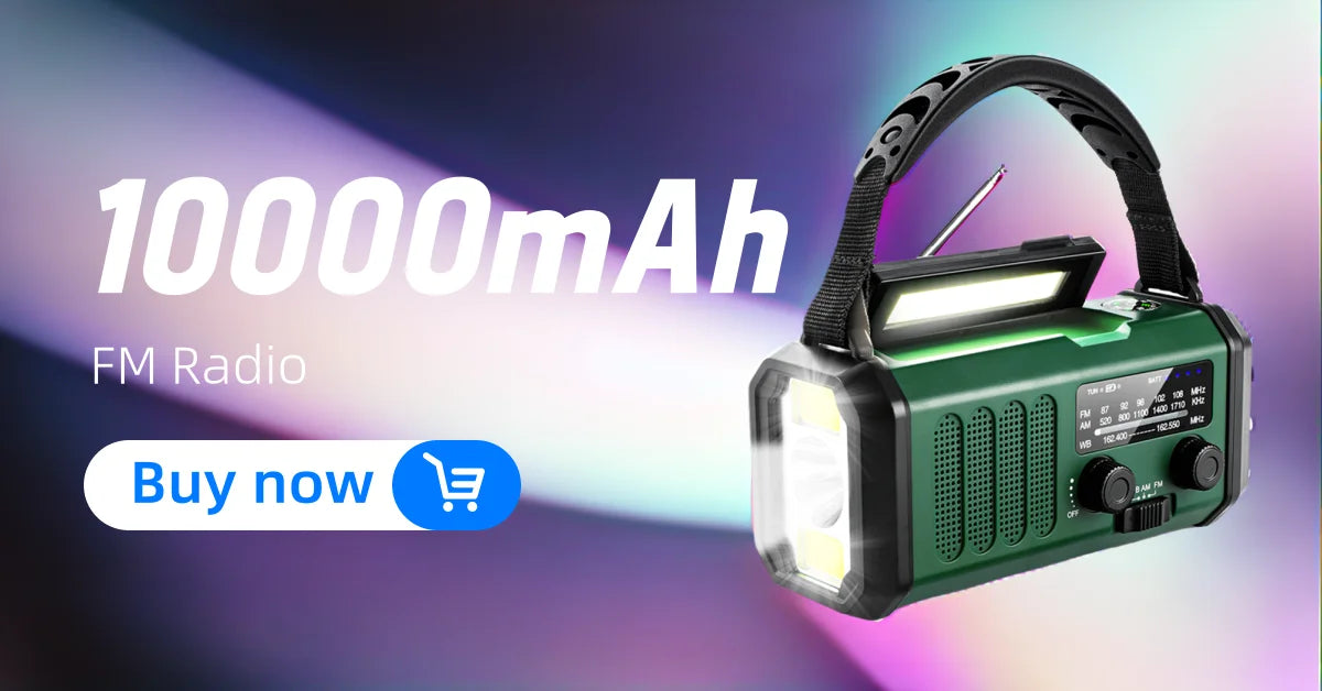 Emergency Weather Radio – 20000mAh Solar Power Bank with AM/FM/NOAA, SOS Alarm & Flashlight