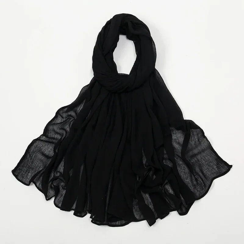Breathable Crinkle Hijab – Large Rayon Scarf for Modest Muslim Fashion for Women