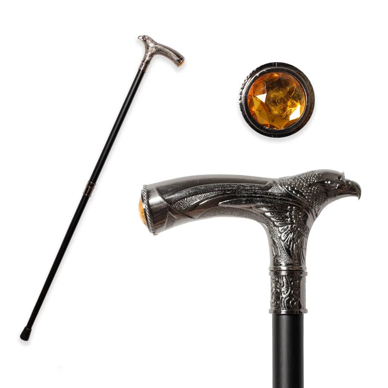 Eagle Head Spiritual Cane – 93cm Detachable Sunnah Stick with Multi-Color Gemstone Grip
