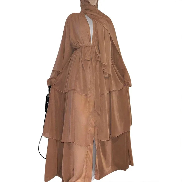 The Classic Feathered Chiffon Abaya For Women