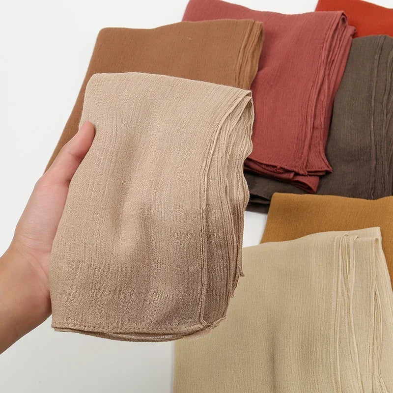 Breathable Crinkle Hijab – Large Rayon Scarf for Modest Muslim Fashion for Women