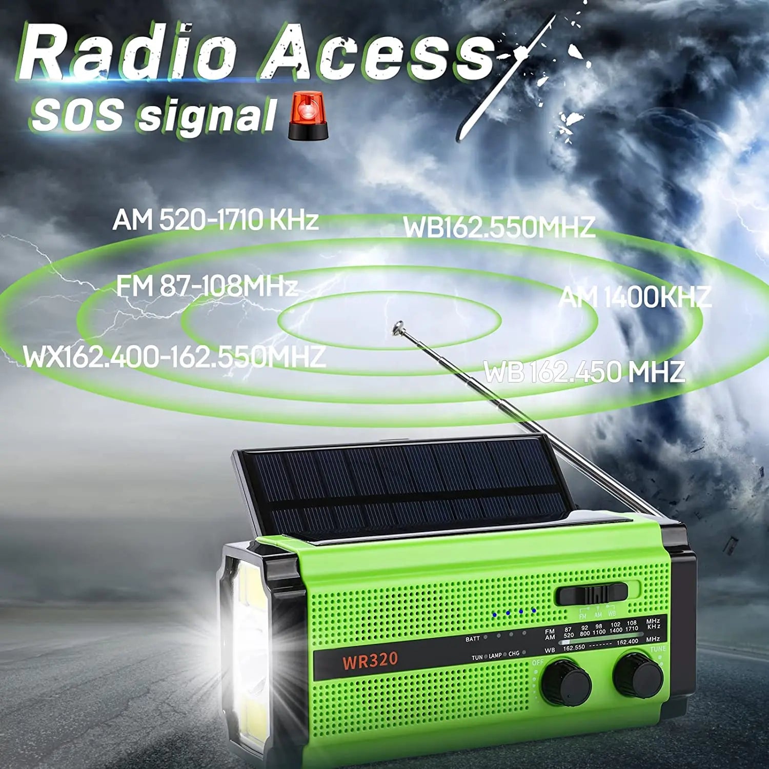 Emergency Weather Radio – 20000mAh Solar Power Bank with AM/FM/NOAA, SOS Alarm & Flashlight