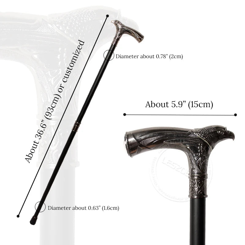 Eagle Head Spiritual Cane – 93cm Detachable Sunnah Stick with Multi-Color Gemstone Grip