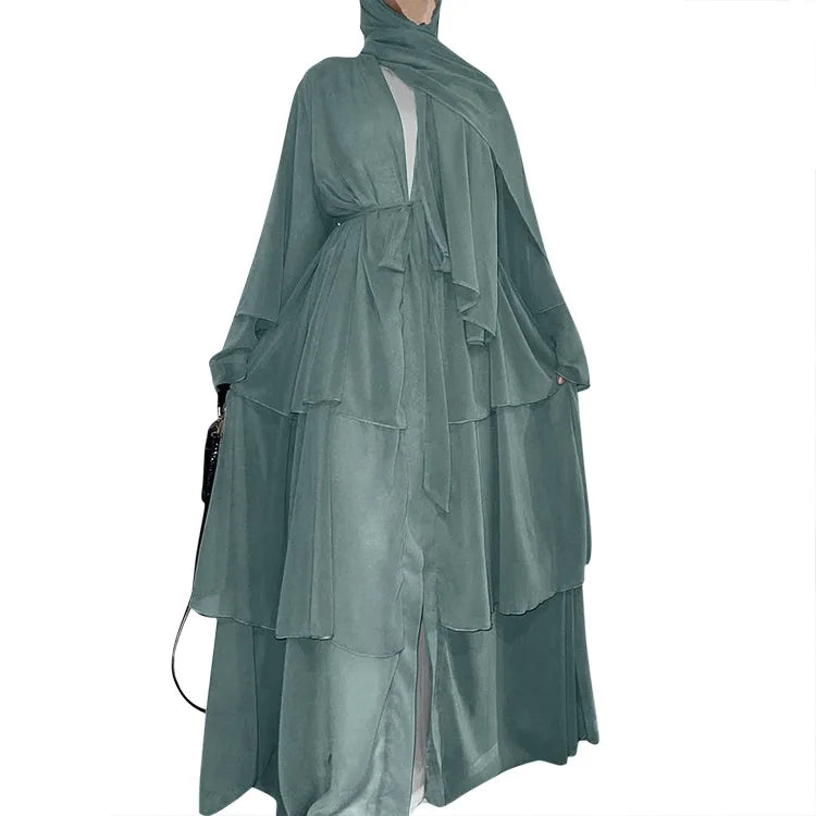 The Classic Feathered Chiffon Abaya For Women